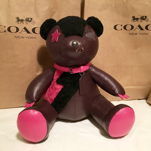 COACH Oxblood Black Leather Teddy Bear “OUTLAW"